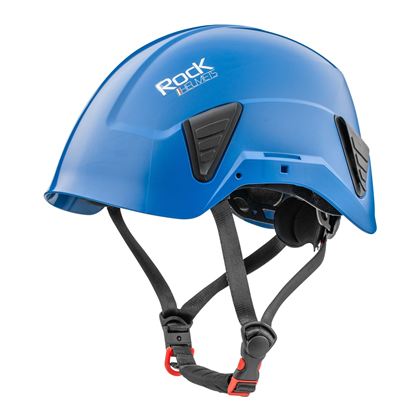 ROCK HELMETS: Pracovní přilba s podbradním páskem - modrá